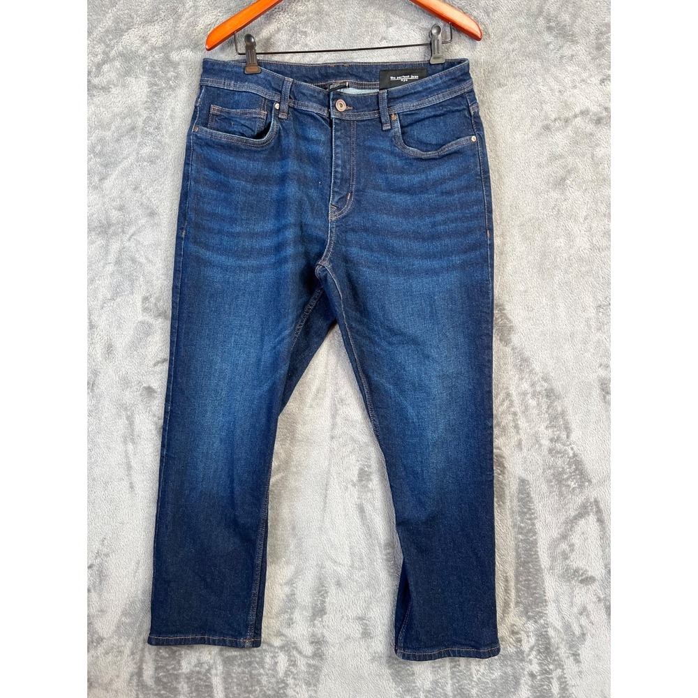 The Perfect Jean NYC Denim Pants Mens 34X28 Athletic Fit Stretch Whiskered